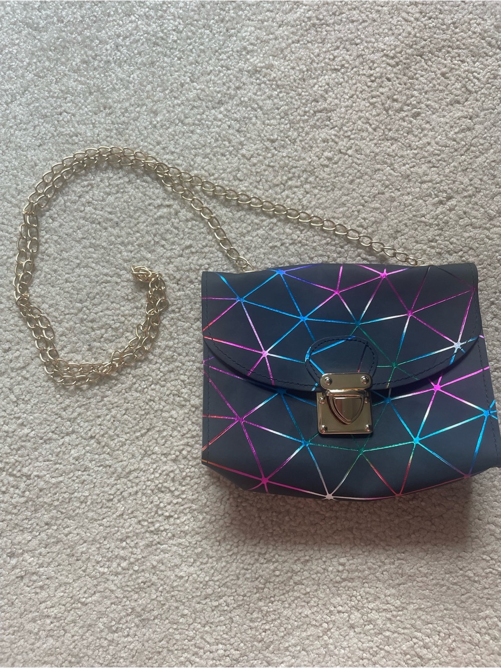 Geometric Holographic Crossbody Bag in Black
